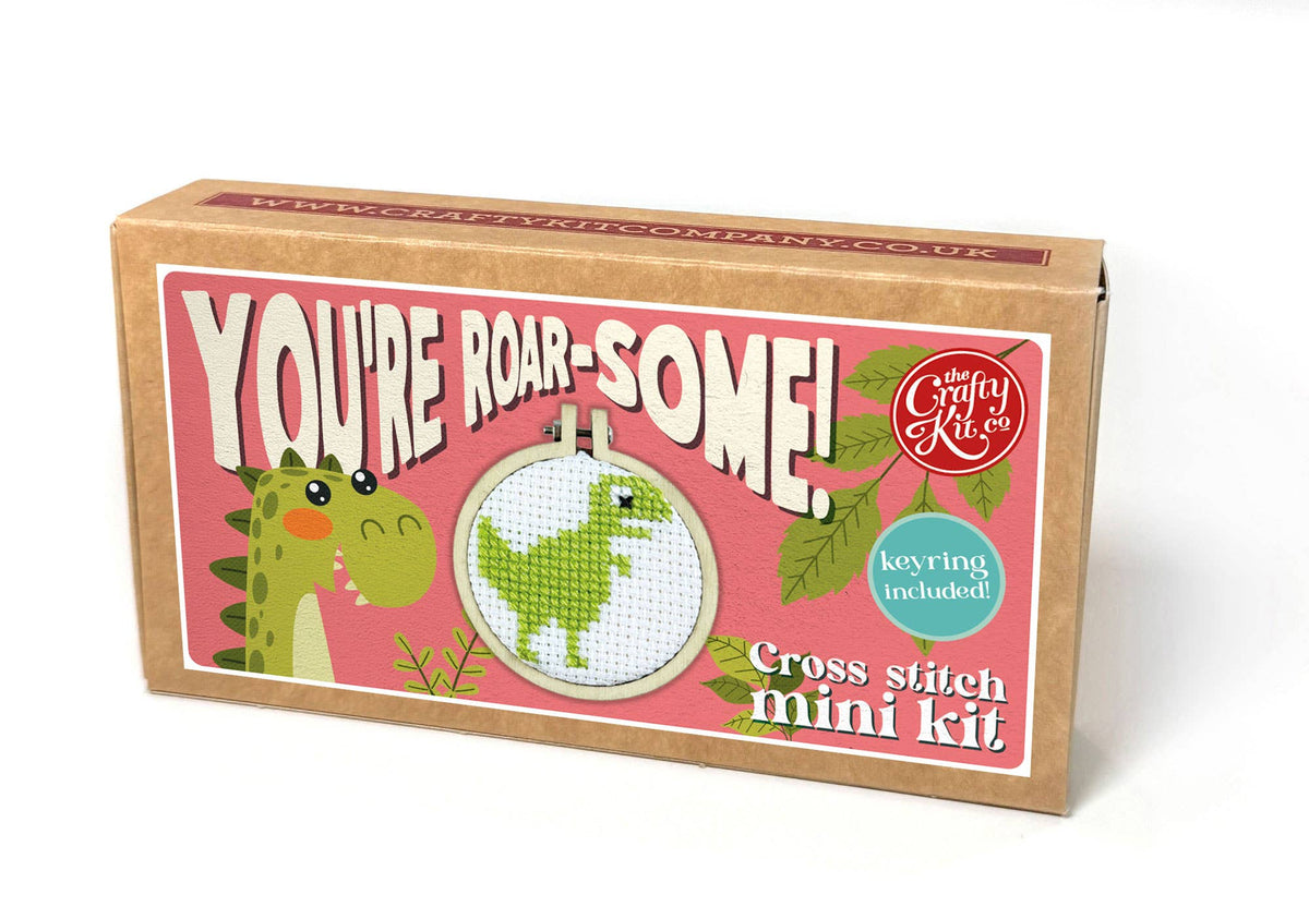 The Crafty Kit Company - You're Roar-some! Mini Matchbox Cross Stitch Kit