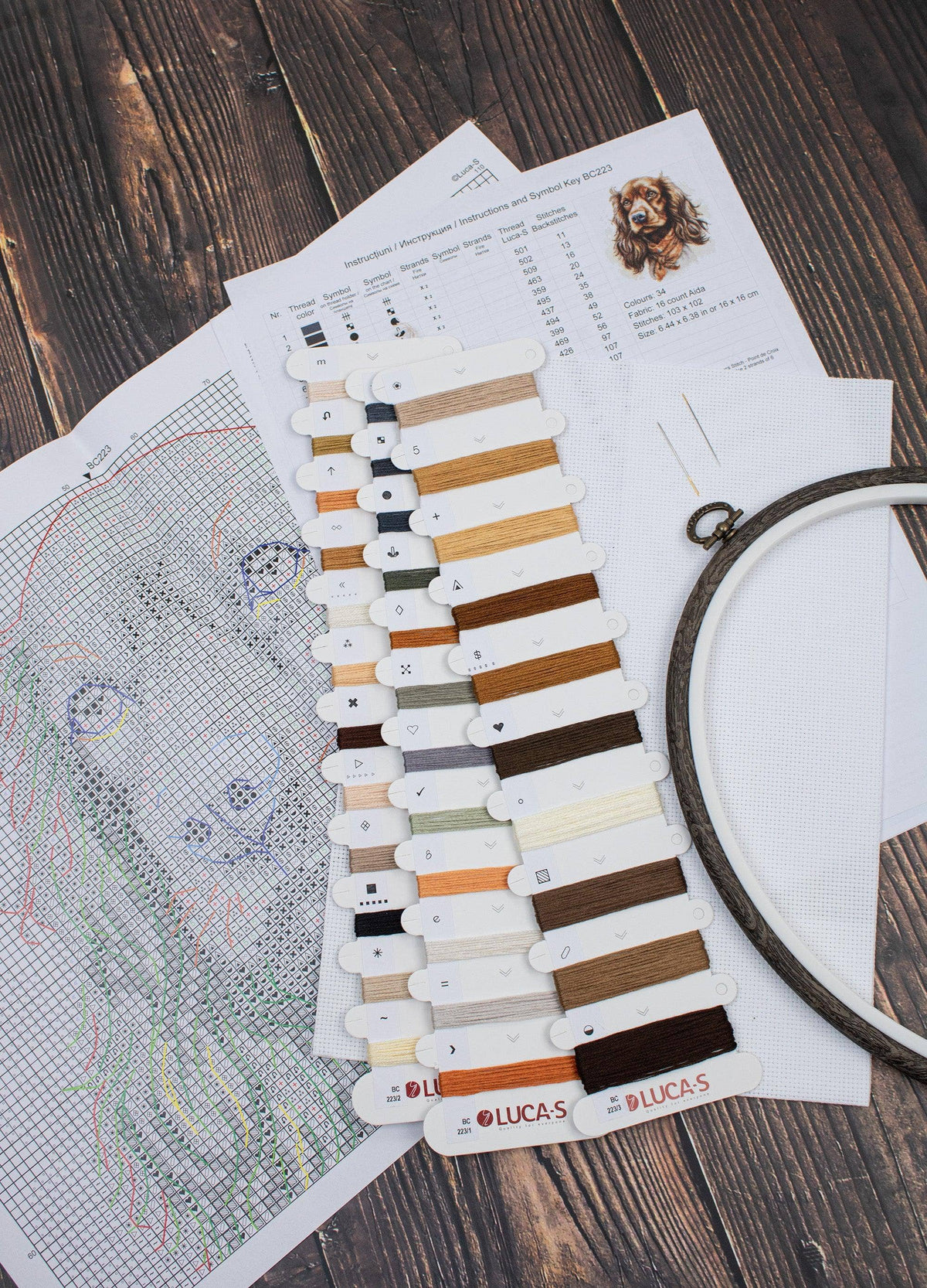 Luca-S Group - Cross Stitch Kit with Hoop Included Luca-S - The Cocker Spaniel, BC223