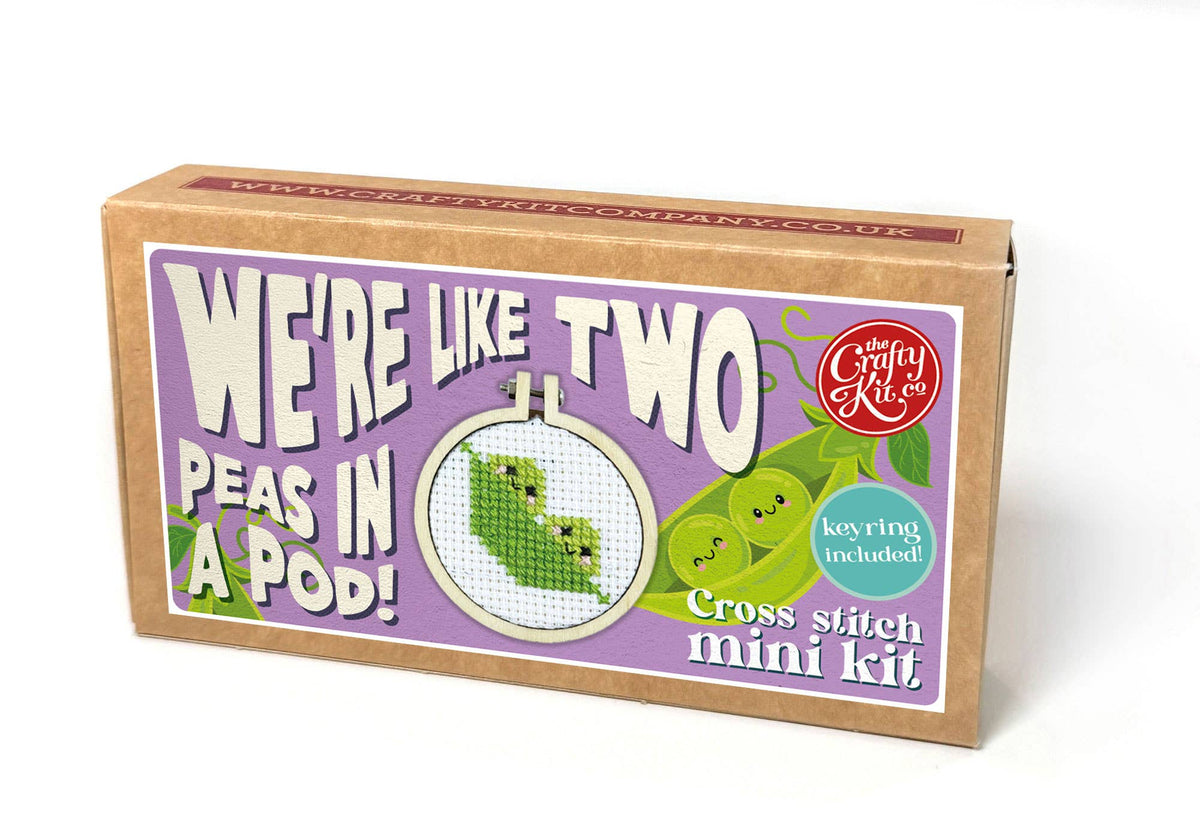 The Crafty Kit Company - We're Like Two Peas in a Pod! Mini Matchbox Cross Stitch Kit