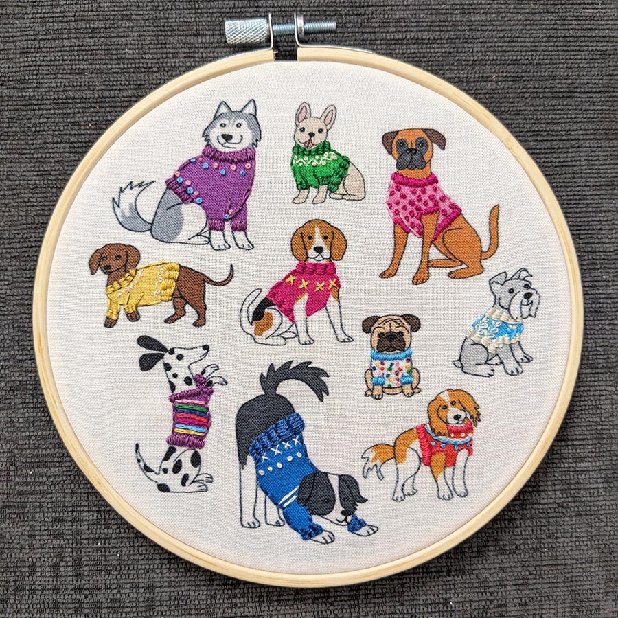 Knitted Bliss Stitching Dogs in Sweaters