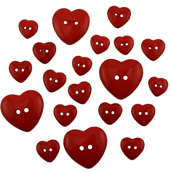 Buttons Galore & More - Red Hearts - Buttons Galore and More Craft & Sewing Buttons