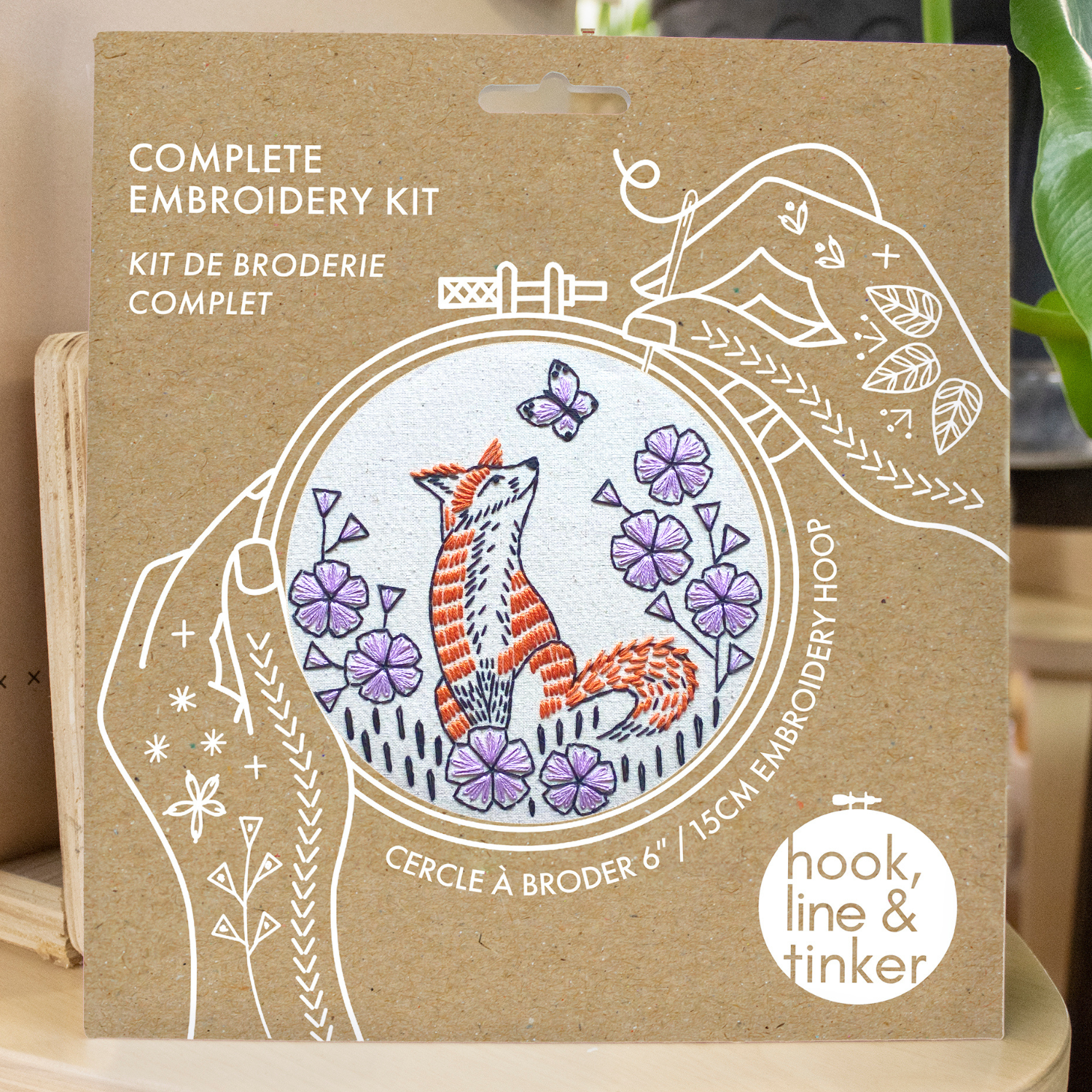 Hook, Line & Tinker Fox in Phlox Embroidery Kit