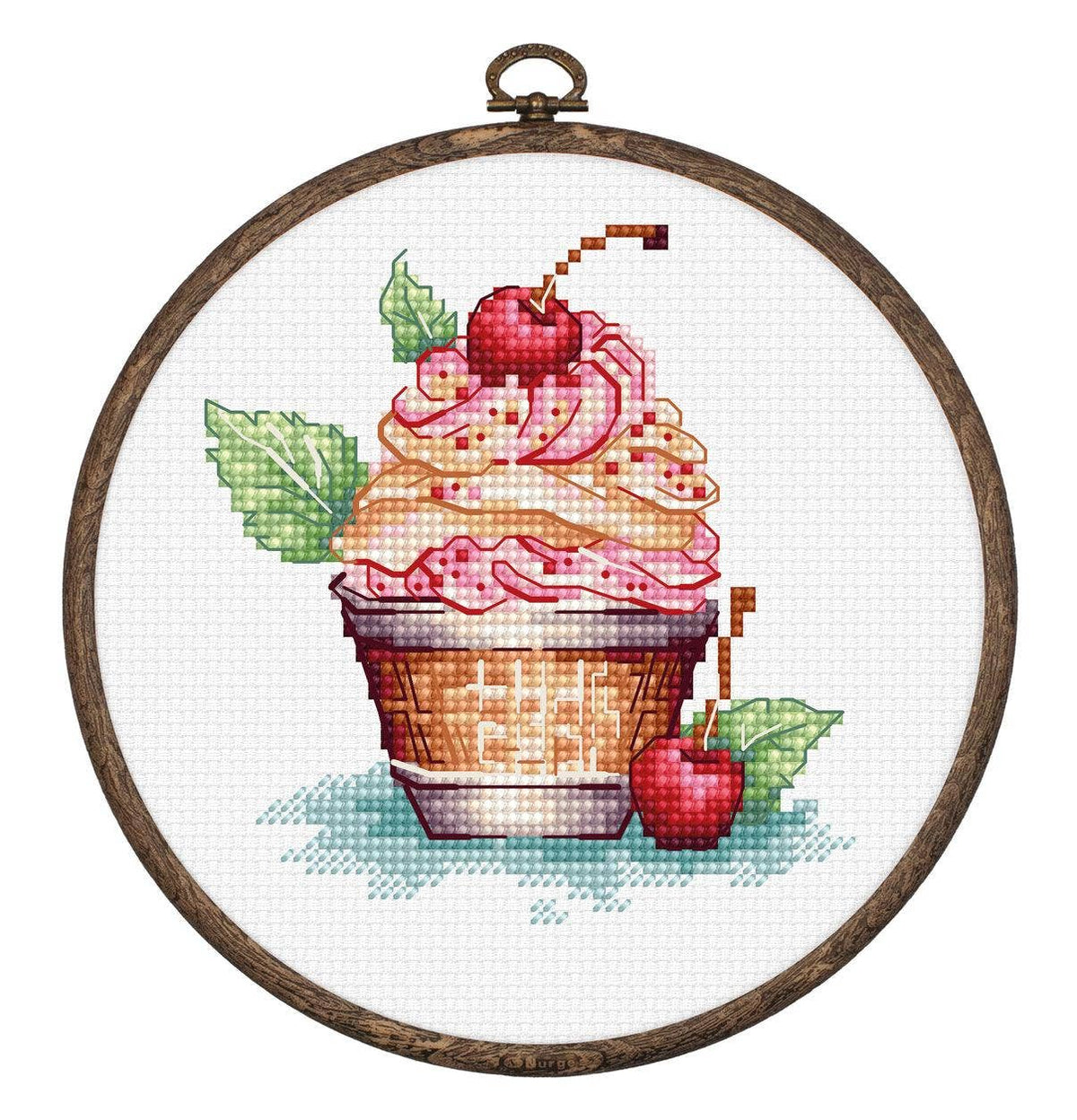 Luca-S Group - Cross Stitch Kit with Hoop Included Luca-S - Cherry Ice Cream, BC104