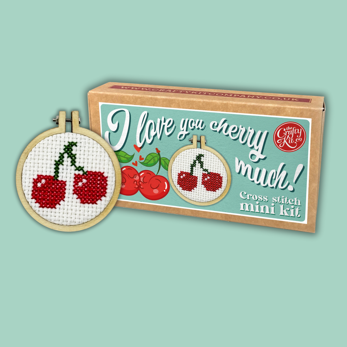 The Crafty Kit Company - I Love You Cherry Much Mini Matchbox Cross Stitch Kit