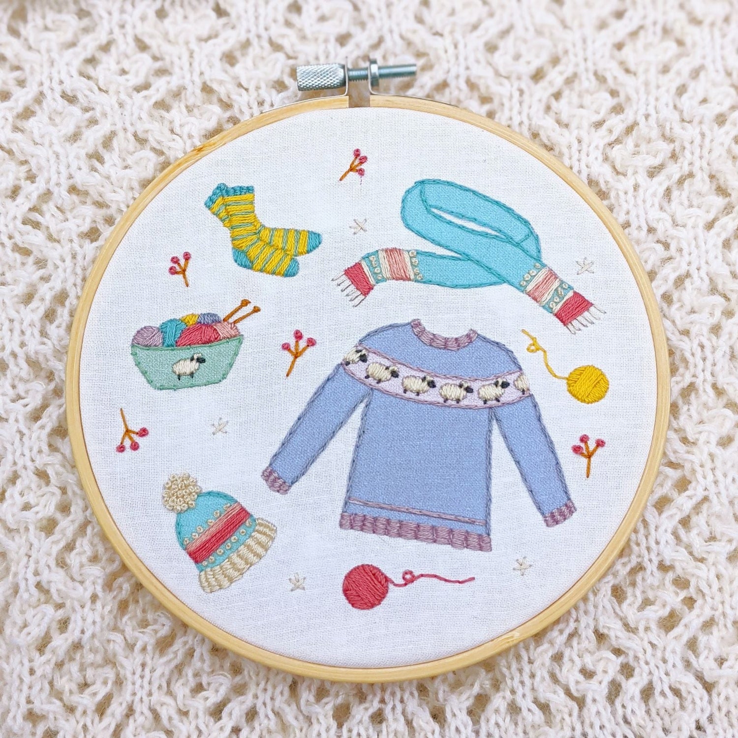 Knitted Bliss Stitching The Wooliest Season Embroidery Kit